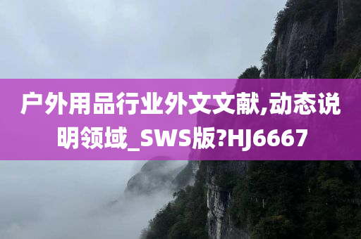 户外用品行业外文文献,动态说明领域_SWS版?HJ6667