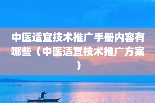 中医适宜技术推广手册内容有哪些（中医适宜技术推广方案）