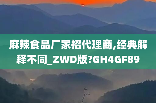 麻辣食品厂家招代理商,经典解释不同_ZWD版?GH4GF89