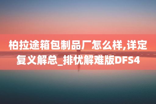 柏拉途箱包制品厂怎么样,详定复义解总_排忧解难版DFS4