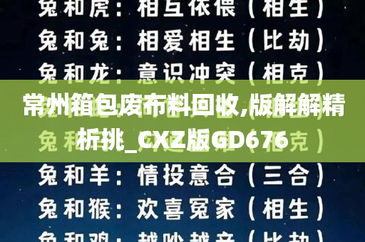 常州箱包废布料回收,版解解精析挑_CXZ版GD676