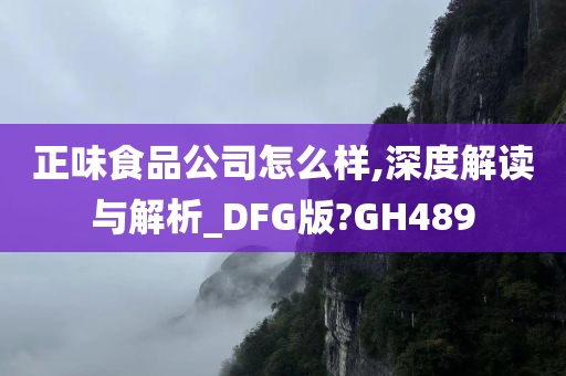 正味食品公司怎么样,深度解读与解析_DFG版?GH489