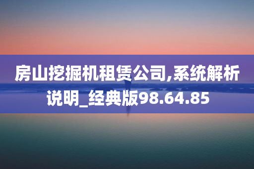 房山挖掘机租赁公司,系统解析说明_经典版98.64.85