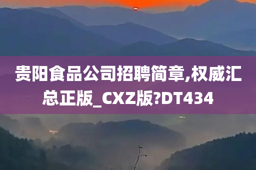 贵阳食品公司招聘简章,权威汇总正版_CXZ版?DT434