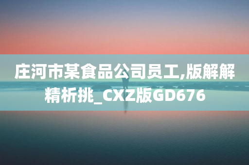 庄河市某食品公司员工,版解解精析挑_CXZ版GD676