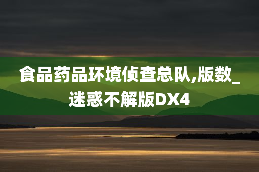 食品药品环境侦查总队,版数_迷惑不解版DX4