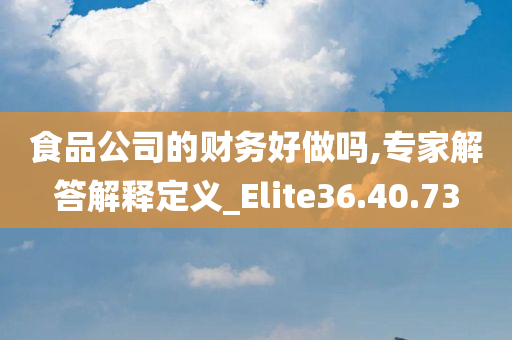 食品公司的财务好做吗,专家解答解释定义_Elite36.40.73