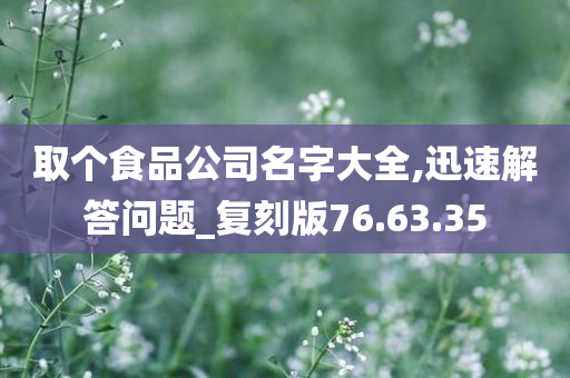 取个食品公司名字大全,迅速解答问题_复刻版76.63.35