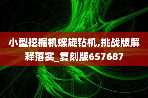 小型挖掘机螺旋钻机,挑战版解释落实_复刻版657687