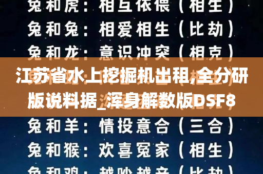 江苏省水上挖掘机出租,全分研版说料据_浑身解数版DSF8