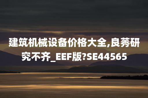 建筑机械设备价格大全,良莠研究不齐_EEF版?SE44565