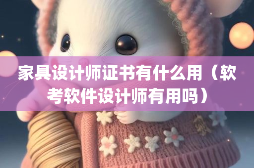 家具设计师证书有什么用（软考软件设计师有用吗）