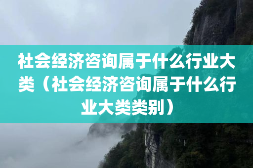 社会经济咨询属于什么行业大类（社会经济咨询属于什么行业大类类别）