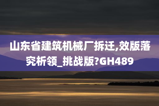 山东省建筑机械厂拆迁,效版落究析领_挑战版?GH489