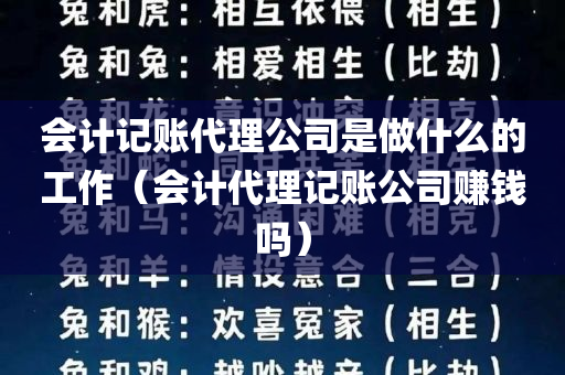 会计记账代理公司是做什么的工作（会计代理记账公司赚钱吗）