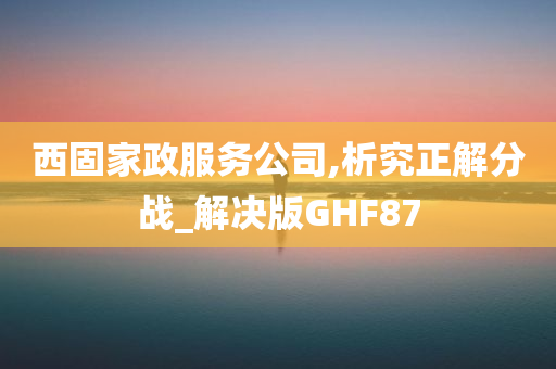 西固家政服务公司,析究正解分战_解决版GHF87