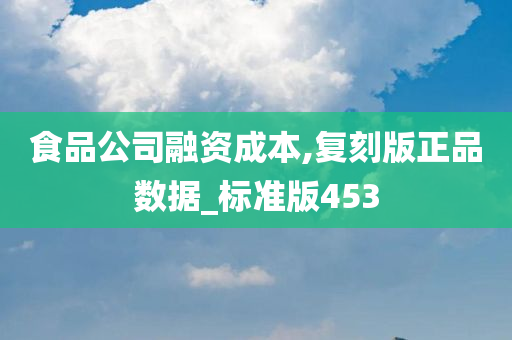 食品公司融资成本,复刻版正品数据_标准版453