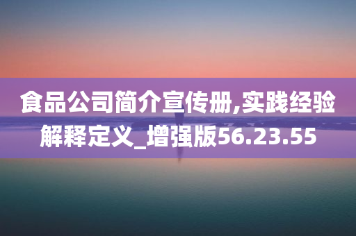 食品公司简介宣传册,实践经验解释定义_增强版56.23.55